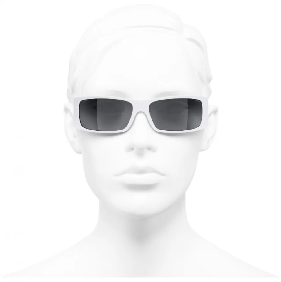 Chanel - Rectangle Sunglasses - White Gray - Chanel Eyewear - Avvenice