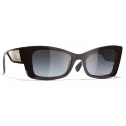Chanel - Rectangle Sunglasses - Dark Red White Gold - Chanel Eyewear - Avvenice
