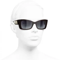 Chanel - Rectangle Sunglasses - Dark Red White Gold - Chanel Eyewear - Avvenice