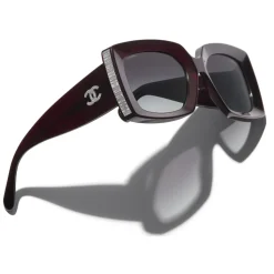 Chanel - Rectangle Sunglasses - Dark Burgundy Gray - Chanel Eyewear - Avvenice