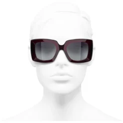 Chanel - Rectangle Sunglasses - Dark Burgundy Gray - Chanel Eyewear - Avvenice