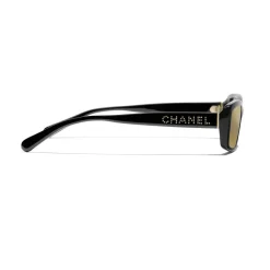 Chanel - Rectangle Sunglasses - Black Gold Glitter - Chanel Eyewear - Avvenice