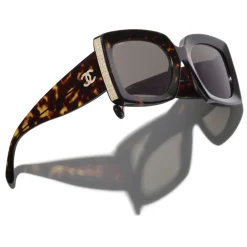 Chanel - Rectangle Sunglasses - Dark Tortoise Brown - Chanel Eyewear - Avvenice