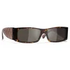 Chanel - Rectangle Sunglasses - Dark Tortoise Brown - Chanel Eyewear - Avvenice