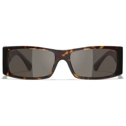 Chanel - Rectangle Sunglasses - Dark Tortoise Brown - Chanel Eyewear - Avvenice