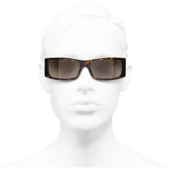 Chanel - Rectangle Sunglasses - Dark Tortoise Brown - Chanel Eyewear - Avvenice