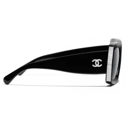 Chanel - Rectangle Sunglasses - Black Silver Gray - Chanel Eyewear - Avvenice
