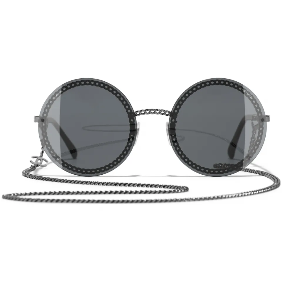 Chanel - Round Sunglasses - Dark Silver Gray - Chanel Eyewear - Avvenice