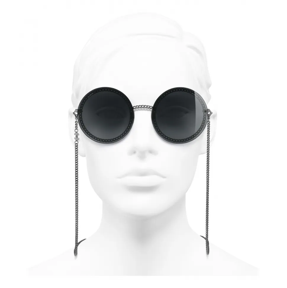 Chanel - Round Sunglasses - Dark Silver Gray - Chanel Eyewear - Avvenice