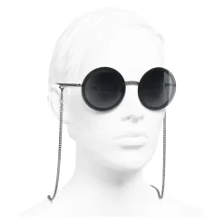 Chanel - Round Sunglasses - Dark Silver Gray - Chanel Eyewear - Avvenice