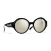 Chanel - Round Sunglasses - Black White Gold - Chanel Eyewear - Avvenice
