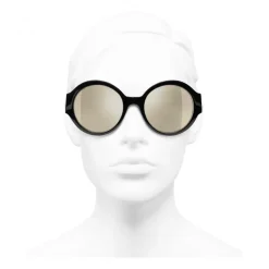 Chanel - Round Sunglasses - Black White Gold - Chanel Eyewear - Avvenice