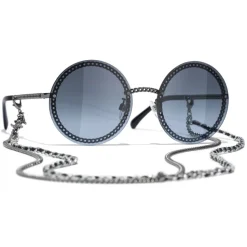 Chanel - Round Sunglasses - Dark Silver Blue - Chanel Eyewear - Avvenice