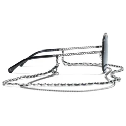 Chanel - Round Sunglasses - Dark Silver Blue - Chanel Eyewear - Avvenice