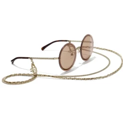 Chanel - Round Sunglasses - Gold Light Brown - Chanel Eyewear - Avvenice