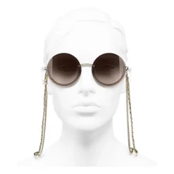 Chanel - Round Sunglasses - Gold Light Brown - Chanel Eyewear - Avvenice