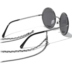 Chanel - Round Sunglasses - Silver Dark Gray - Chanel Eyewear - Avvenice