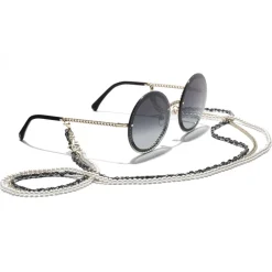 Chanel - Round Sunglasses - Gold Gray - Chanel Eyewear - Avvenice