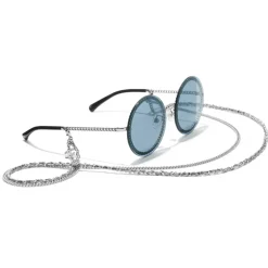 Chanel - Round Sunglasses - Silver Light Blue - Chanel Eyewear - Avvenice