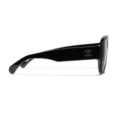 Chanel - Round Sunglasses - Black Green Mirror - Chanel Eyewear - Avvenice