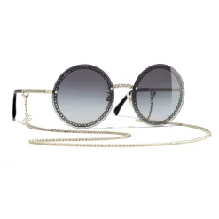 Chanel - Round Sunglasses - Gold Gray Gradient - Chanel Eyewear - Avvenice