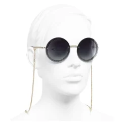 Chanel - Round Sunglasses - Gold Gray Gradient - Chanel Eyewear - Avvenice