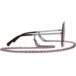 Chanel - Round Sunglasses - Dark Silver Pink - Chanel Eyewear - Avvenice