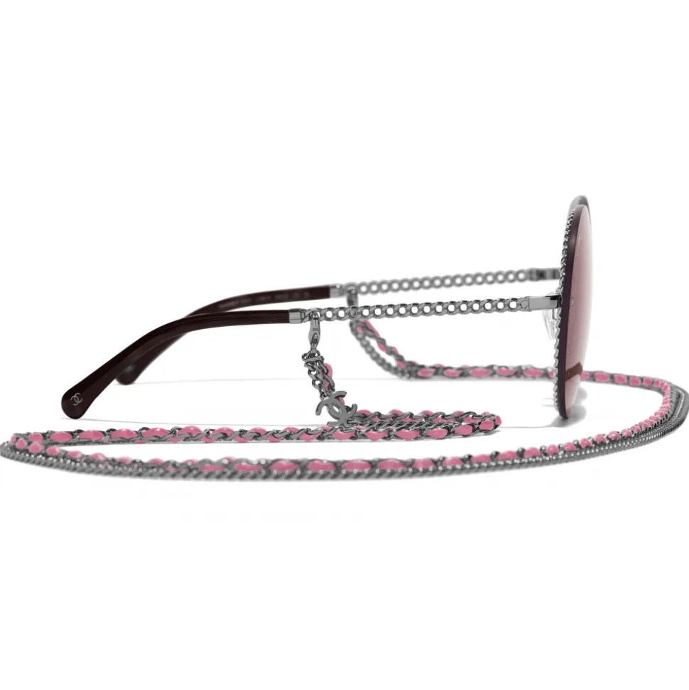 Chanel - Round Sunglasses - Dark Silver Pink - Chanel Eyewear - Avvenice
