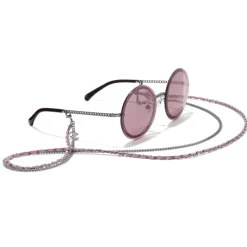 Chanel - Round Sunglasses - Dark Silver Pink - Chanel Eyewear - Avvenice