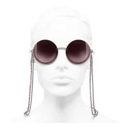 Chanel - Round Sunglasses - Dark Silver Pink - Chanel Eyewear - Avvenice