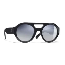 Chanel - Round Sunglasses - Dark Blue Mirror - Chanel Eyewear - Avvenice