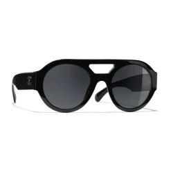 Chanel - Round Sunglasses - Black Gray - Chanel Eyewear - Avvenice