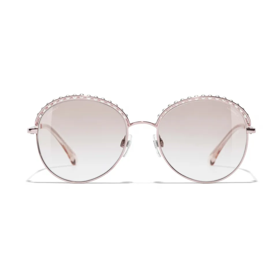 Chanel - Round Sunglasses - Pink Gold - Chanel Eyewear - Avvenice