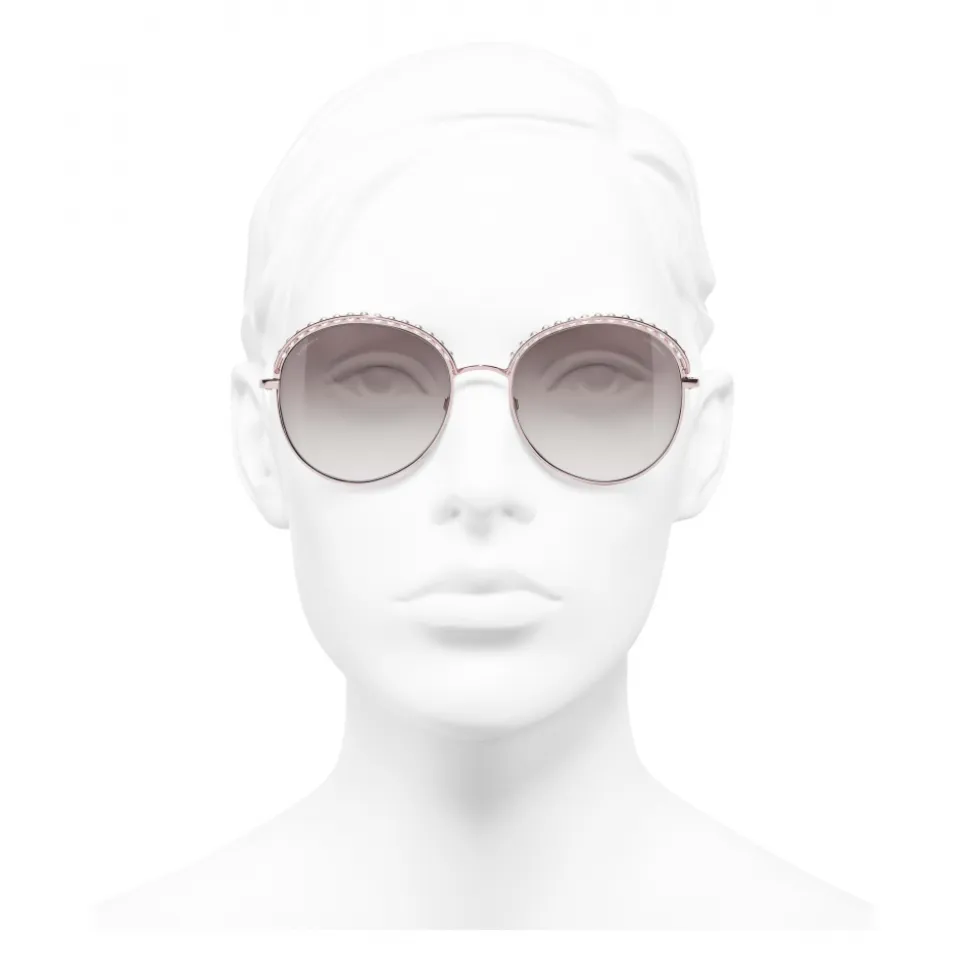Chanel - Round Sunglasses - Pink Gold - Chanel Eyewear - Avvenice