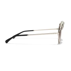 Chanel - Round Sunglasses - Gold Light Brown - Chanel Eyewear - Avvenice