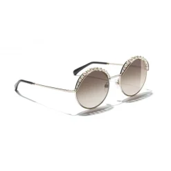 Chanel - Round Sunglasses - Gold Light Brown - Chanel Eyewear - Avvenice