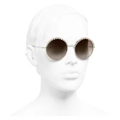 Chanel - Round Sunglasses - Gold Light Brown - Chanel Eyewear - Avvenice