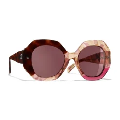 Chanel - Round Sunglasses - Dark Tortoise Pink - Chanel Eyewear - Avvenice