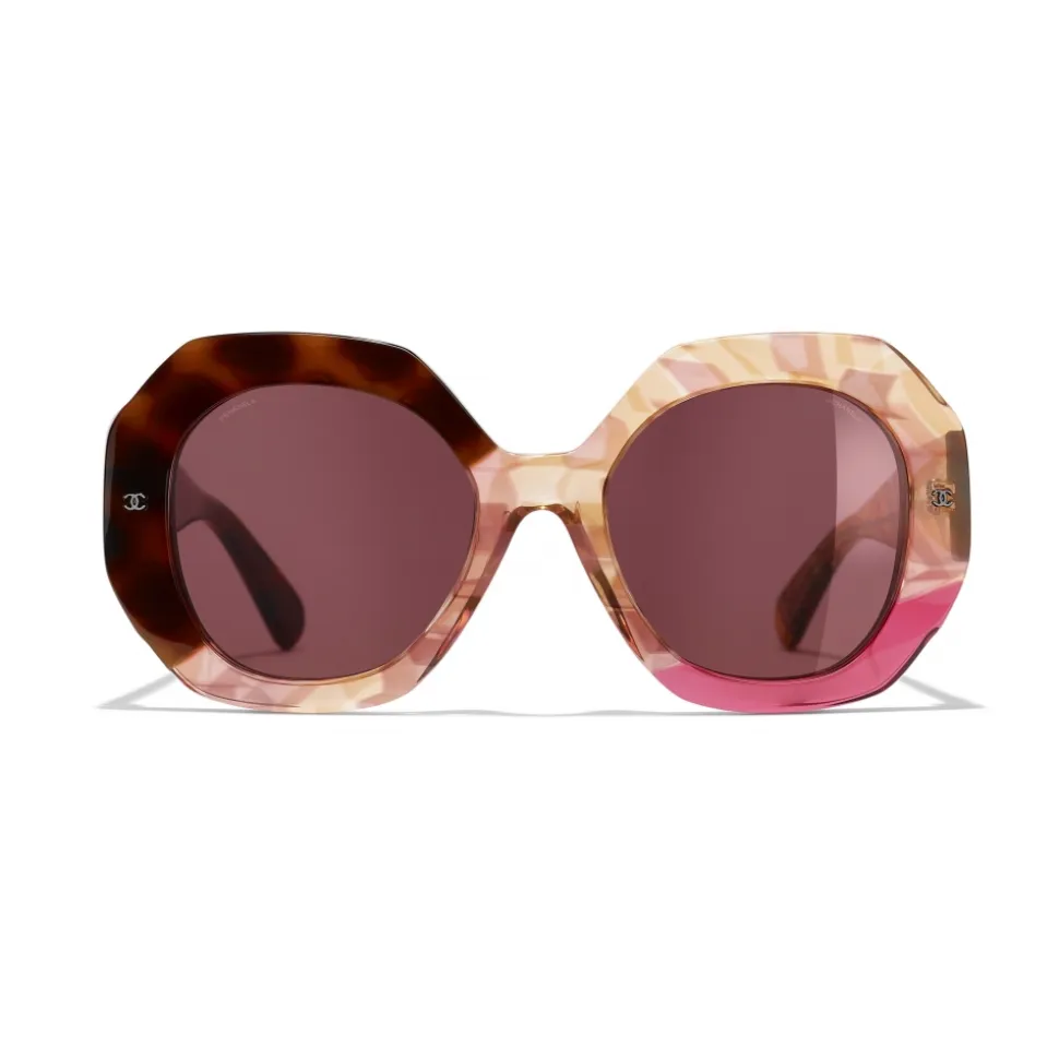 Chanel - Round Sunglasses - Dark Tortoise Pink - Chanel Eyewear - Avvenice