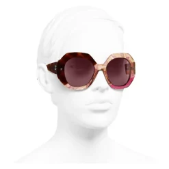 Chanel - Round Sunglasses - Dark Tortoise Pink - Chanel Eyewear - Avvenice