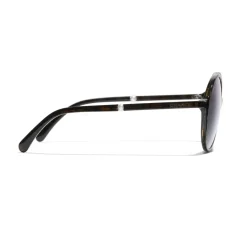Chanel - Round Sunglasses - Dark Brown Gray - Chanel Eyewear - Avvenice