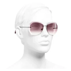 Chanel - Round Sunglasses - Silver Pink - Chanel Eyewear - Avvenice