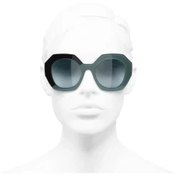 Chanel - Round Sunglasses - Black Green Blue - Chanel Eyewear - Avvenice