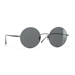 Chanel - Round Sunglasses - Dark Silver Gray - Chanel Eyewear - Avvenice