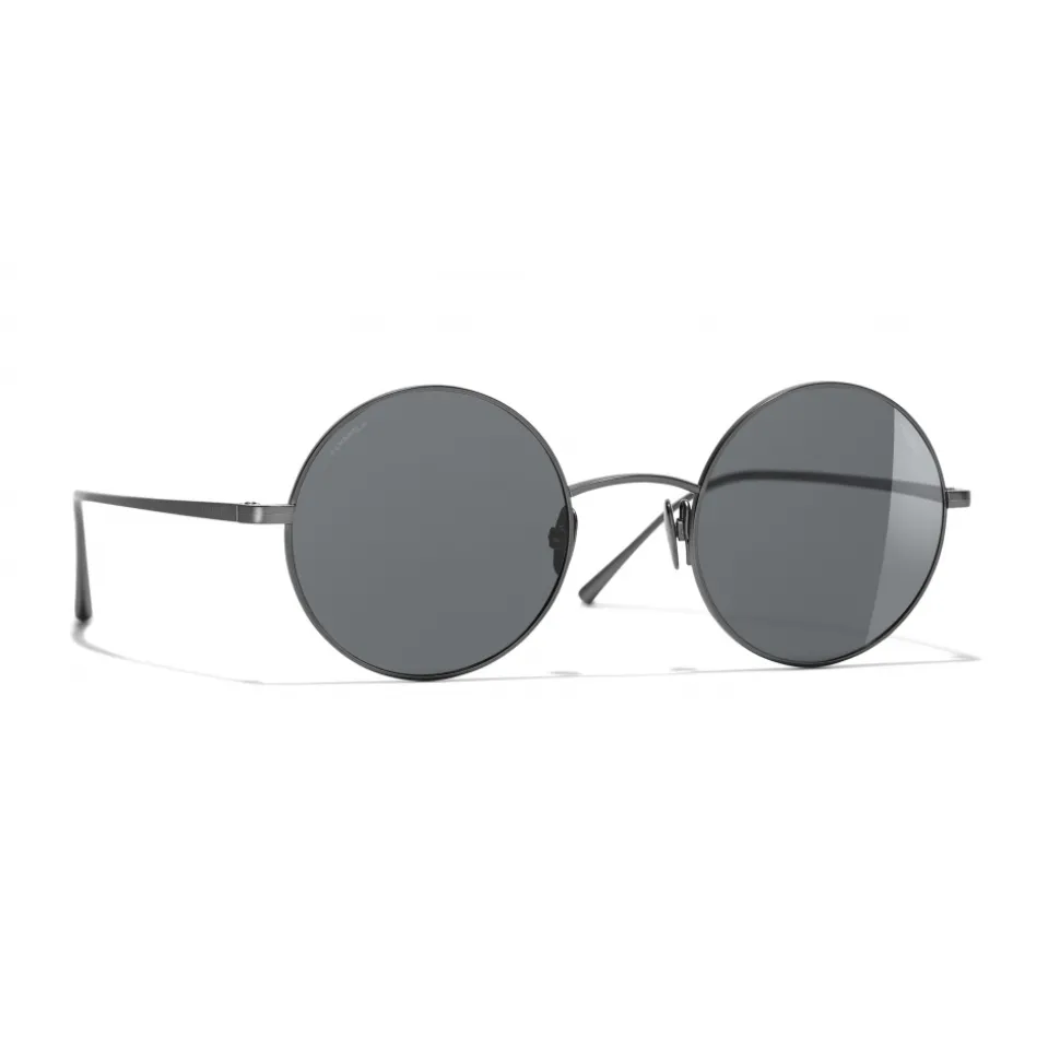 Chanel - Round Sunglasses - Dark Silver Gray - Chanel Eyewear - Avvenice