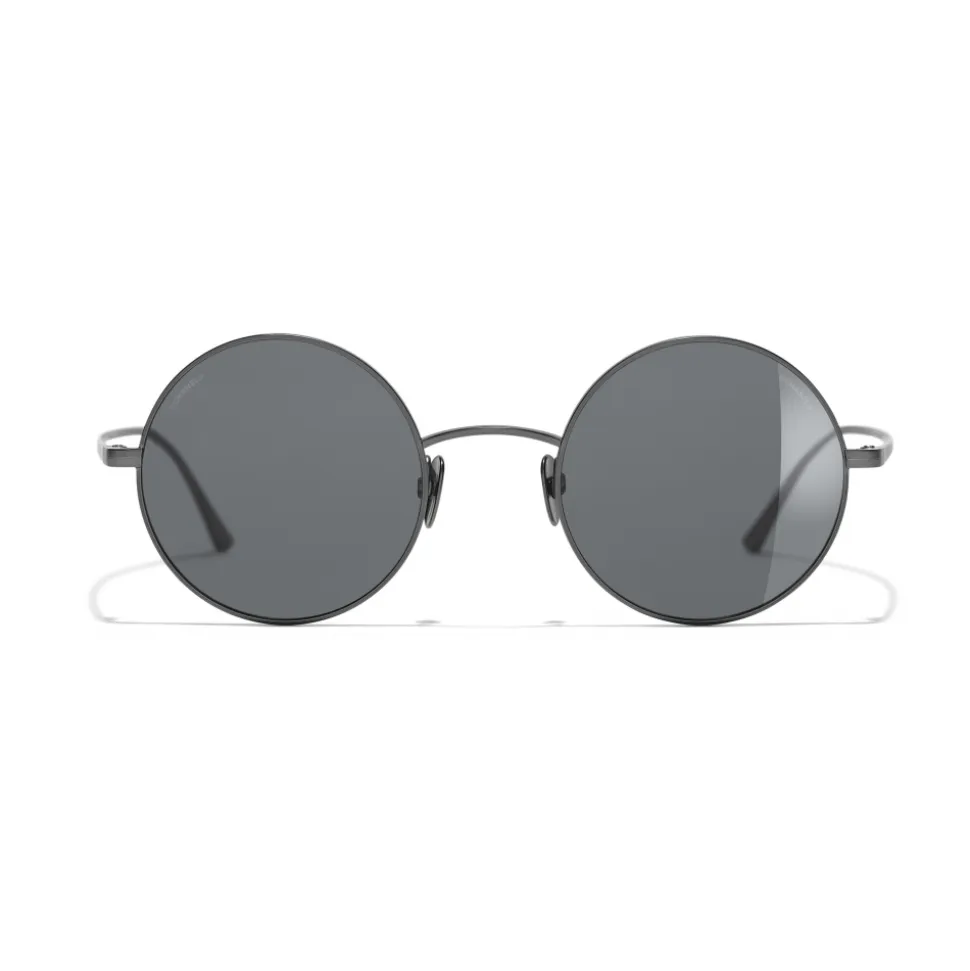 Chanel - Round Sunglasses - Dark Silver Gray - Chanel Eyewear - Avvenice