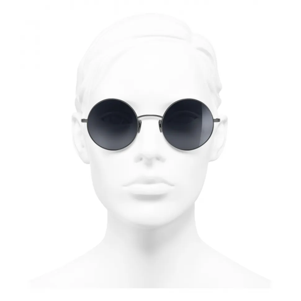Chanel - Round Sunglasses - Dark Silver Gray - Chanel Eyewear - Avvenice