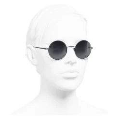 Chanel - Round Sunglasses - Dark Silver Gray - Chanel Eyewear - Avvenice