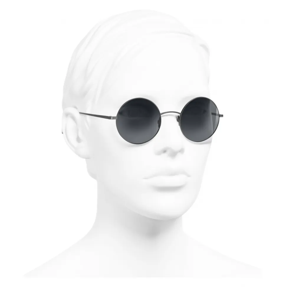 Chanel - Round Sunglasses - Dark Silver Gray - Chanel Eyewear - Avvenice