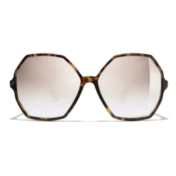 Chanel - Round Sunglasses - Dark Tortoise Beige Mirror - Chanel Eyewear - Avvenice